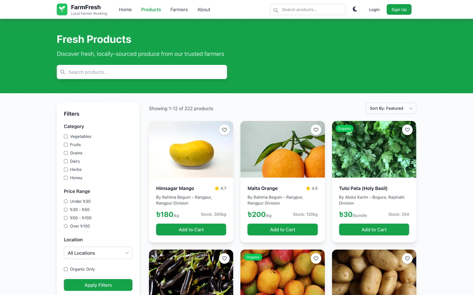 FarmFresh producer dashboard